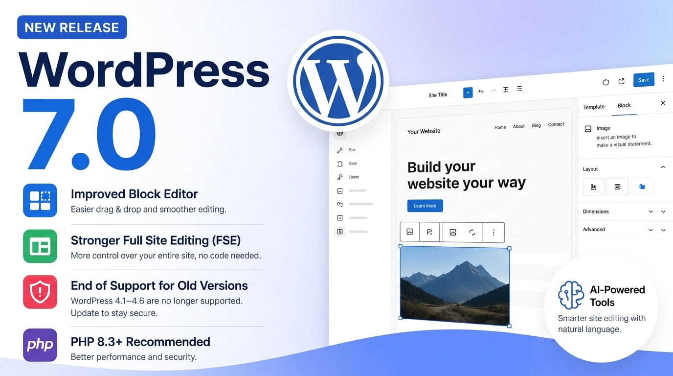 WordPress 7.0正式リリース！FSE強化と旧バージョンサポート終了に注目